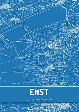 Blauwdruk | Landkaart | Emst (Gelderland) van MijnStadsPoster