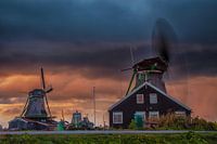 De Zaanse Schans met zonsondergang.