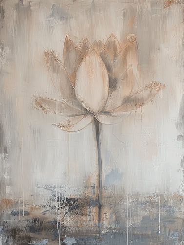 Waterlelie in pastelkleuren, Japandi stijl