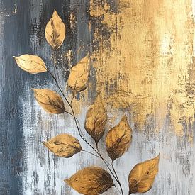 Feuille d'or | Branche aux feuilles dorées sur Collection Moderne