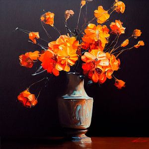Stilleben mit einem üppigen Blumenstrauß. Teil 1