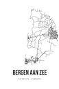 Bergen aan Zee (Noord-Holland) | Karte | Schwarz und Weiß von MeinStadtPoster Miniaturansicht