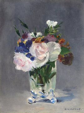 Bloemen in een kristallen vaas, Édouard Manet