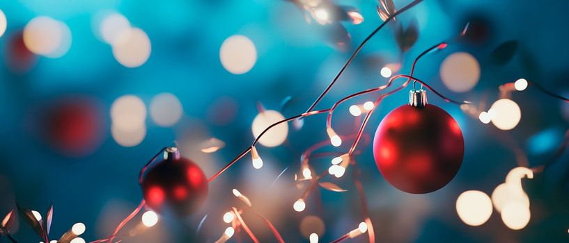 Kerstverlichting en kerstballen van Poster Art Shop