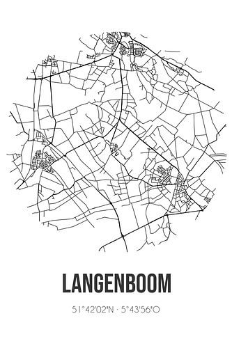Langenboom (Noord-Brabant) | Karte | Schwarz und Weiß