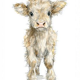 Adorable Scottish Highlander Calf | For the nursery by Lauren Wilde