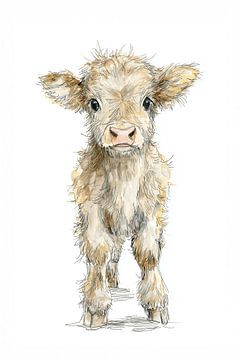 Adorable veau écossais Highlander | Pour la chambre d'enfant sur Lauren Wilde