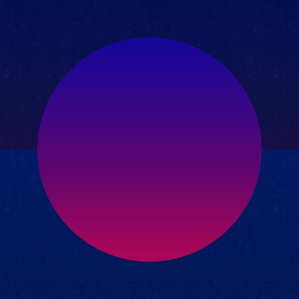 Neon-Kunst. Bunte minimalistische geometrische abstrakte in Neon rot und dunkelblau von Dina Dankers