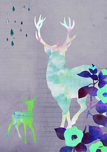 Deer Collage sur Green Nest