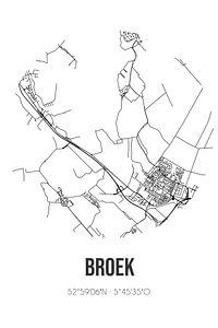 Broek (Fryslan) | Landkaart | Zwart-wit van Rezona