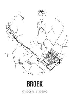 Broek (Fryslan) | Map | Black and white by Rezona