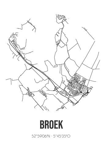 Broek (Fryslan) | Landkaart | Zwart-wit