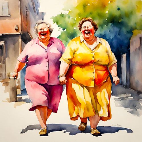 2 sociable ladies walking by De gezellige Dames