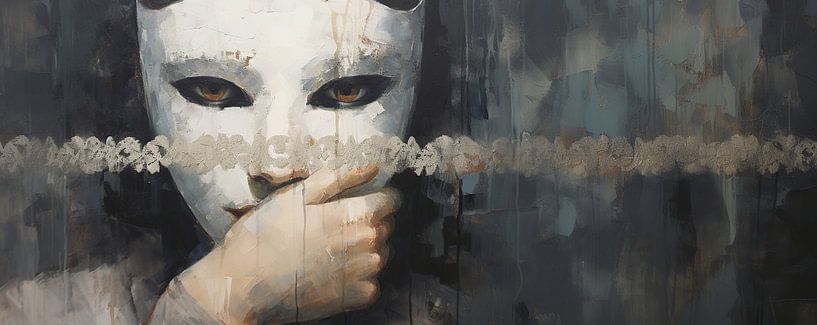 Mask Portrait Gold by Eye catching paintings