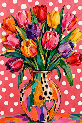 A splendour of tulips in pink and white