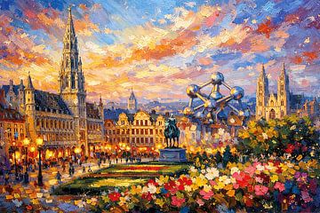 Brüssel, Belgien, ein impressionistisches Gemälde. von Galerie Hoppenbrouwers