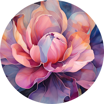 Abstracte weergave van zijden bloem in paars en roze van Lauri Creates