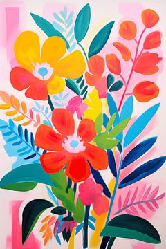 Vintage Bloemen, Kleurig Abstract Modern van Caroline Guerain
