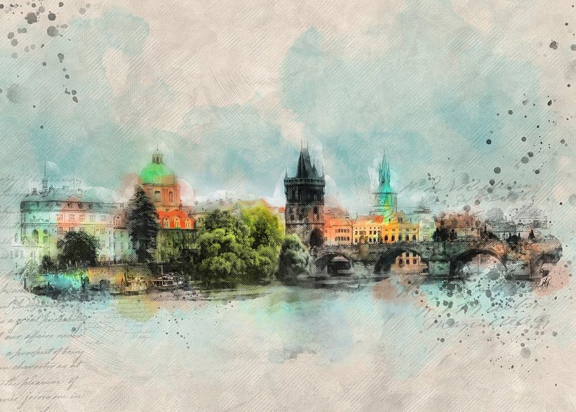 Prag Aquarell Kunst #Prag von JBJart Justyna Jaszke