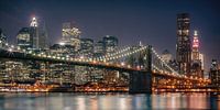 Brooklyn Bridge en de skyline van New York City