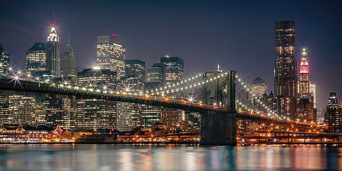 Le pont de Brooklyn et la ligne d'horizon de la ville de New York sur Henk Meijer Photography