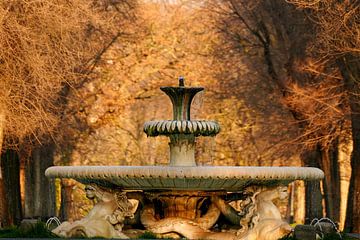 Paardenfontein Herfstlicht Villa Borghese Rome Italië van Martijn Jebbink Fotografie