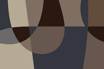 Moderne vormen en lijnen in neutrale kleuren. Warm bruin en grijs. van Dina Dankers