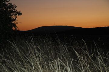 Sunset with meadow in the direction of Kreuzberg