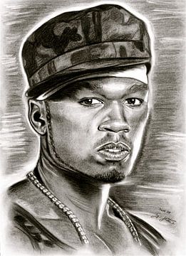 50 Cent In Black And White von GittaGsArt