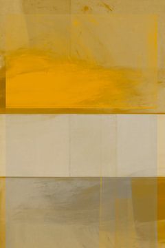 Abstract in oranje, wit en grijstinten van Studio Allee