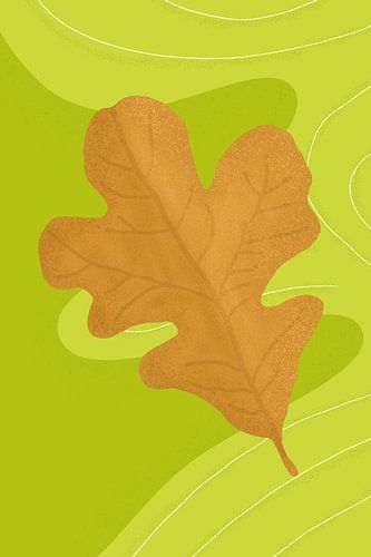 Minimalistisches braunes Eichenblatt – Illustration in Erdtönen