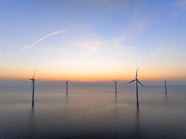 Wind turbines in an offshore wind park during sunset by Sjoerd van der Wal Photography