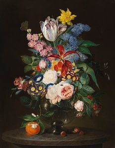 Prächtiges Blumenstillleben mit Insekten, THEODOR MATTENHEIMER, 1830