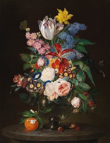 Magnifique nature morte aux fleurs avec des insectes, THEODOR MATTENHEIMER, 1830