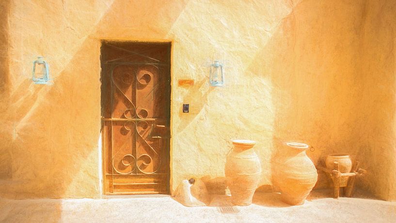 Deur in de oude stad van Dubai van Rene van Heerdt