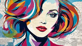 Portrait coloré dans un style abstrait pop art sur Arjen Roos