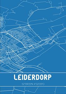 Blauwdruk | Landkaart | Leiderdorp (Zuid-Holland) van Rezona