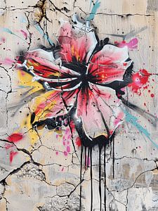 Wand Graffiti Blume Lilie Risse Verfall urban Kunst dynamik