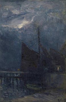 Guillaume Vogels, Harbour entrance at night by Atelier Liesjes