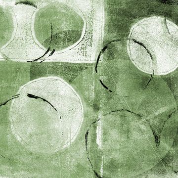Moderne abstracte organische vormen en lijnen in groen en wit van Dina Dankers