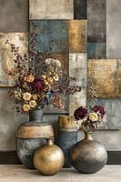 Modern Donker Stilleven met Keramiek - Luxe Wanddecoratie