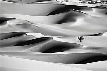 Sahara-Wüste. Palme in den Sanddünen.