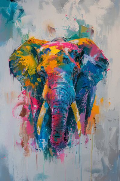 Strength in Colour Abstract Elephant by Eva Lee