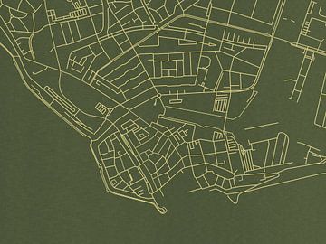 Kaart van Vlissingen Centrum in Groen Goud van Map Art Studio