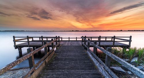 Rijnsaterwoude - Steiger aan de Braassemermeer - Zonsondergang