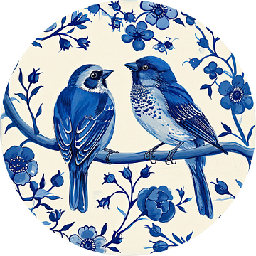 Delfts blauwe vogels van Vlindertuin Art