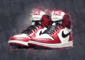 peinture à l'huile des chaussures Nike air Jordan sur Bert Hooijer