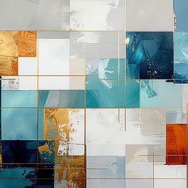 Abstract tiles with golden grouting by AidasignArt