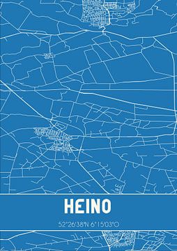 Blauwdruk | Landkaart | Heino (Overijssel) van MijnStadsPoster