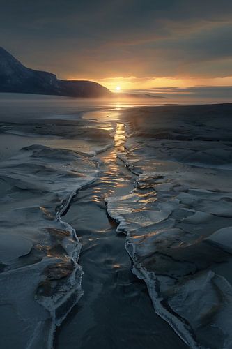 Stromend water in de avondzon